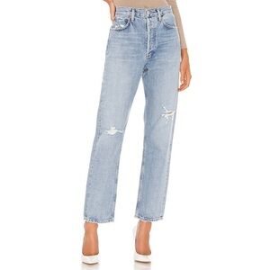 Agolde 90’s Jeans Light Wash Button Fly 100% Organic Cotton High Waist Sz 23